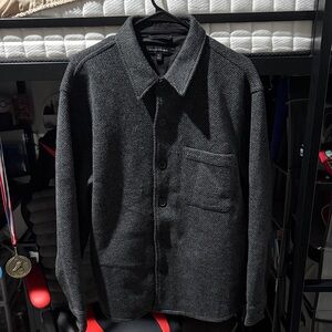 Banana Republic Dark Charcoal Herringbone Shirt Jacket